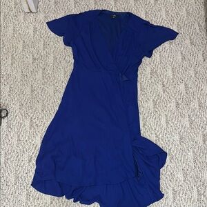Lulu's Blue High Low Sundress with Flutter Sleeves